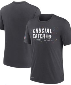 Men's New York Giants Charcoal 2021 Crucial Catch Performance T-Shirt
