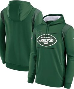 Men's New York Jets 2021 Green Sideline Logo Performance Pullover Hoodie