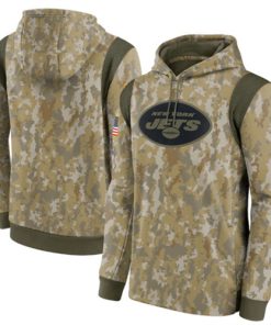 Men's New York Jets Camo 2021 Salute To Service Therma Performance Pullover Hoodie