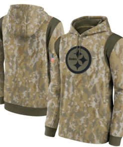 Men's Pittsburgh Steelers Camo 2021 Salute To Service Therma Performance Pullover Hoodie