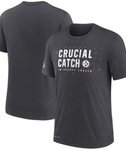 Men's Pittsburgh Steelers Charcoal 2021 Crucial Catch Performance T-Shirt