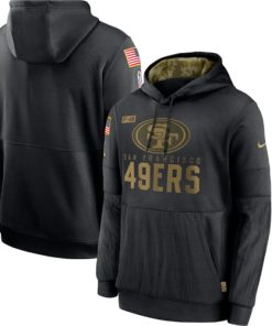Men's San Francisco 49ers 2020 Black Salute To Service Sideline Performance Pullover NFL Hoodie