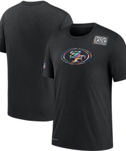 Men's San Francisco 49ers 2020 Black Sideline Crucial Catch Performance NFL T-Shirt