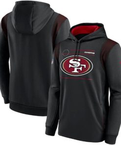 Men's San Francisco 49ers 2021 Black Sideline Logo Performance Pullover Hoodie