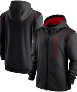 Men's San Francisco 49ers 2021 Black Sideline Team Performance Full-Zip Hoodie