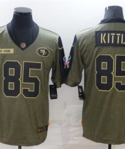 Men's San Francisco 49ers #85 George Kittle 2021 Olive Salute To Service Limited Stitched Jersey