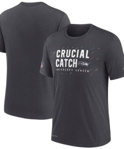 Men's Seattle Seahawks Charcoal 2021 Crucial Catch Performance T-Shirt