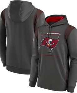 Men's Tampa Bay Buccaneers 2021 Pewter Sideline Logo Performance Pullover Hoodie