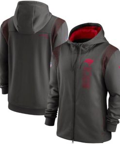 Men's Tampa Bay Buccaneers 2021 Pewter Sideline Team Performance Full-Zip Hoodie