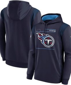 Men's Tennessee Titans 2021 Navy Sideline Logo Performance Pullover Hoodie