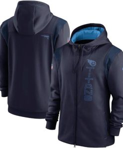Men's Tennessee Titans 2021 Navy Sideline Team Performance Full-Zip Hoodie