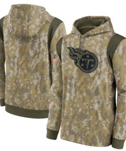 Men's Tennessee Titans Camo 2021 Salute To Service Therma Performance Pullover Hoodie