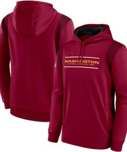 Men's Washington Football Team 2021 Burgundy Sideline Logo Performance Pullover Hoodie