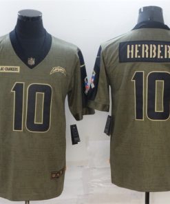 Nike Chargers 10 Justin Herbert Olive 2021 Salute To Service Limited Jersey