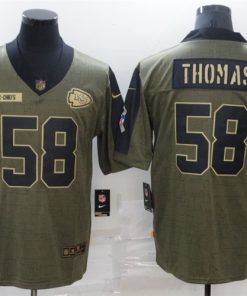 Nike Chiefs 58 Derrick Thomas Olive 2021 Salute To Service Limited Jersey
