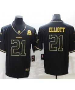 Nike Cowboys 21 Ezekiel Elliott Black Gold With Est 1960 Patch Vapor Limited Men Jersey