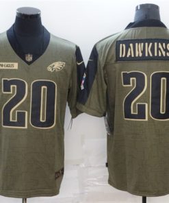 Nike Eagles 20 Brian Dawkins Olive 2021 Salute To Service Limited Jersey