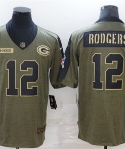 Nike Packers 12 Aaron Rodgers Olive 2021 Salute To Service Limited Jersey