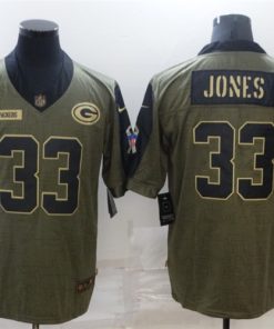 Nike Packers 33 Aaron Jones Olive 2021 Salute To Service Limited Jersey