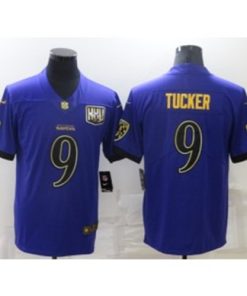 Nike Ravens 9 Justin Tucker Purple Gold Vapor Limited Men Jersey