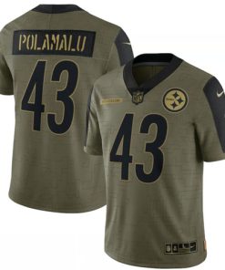Nike Steelers 43 Troy Polamalu Olive 2021 Salute To Service Limited Jersey