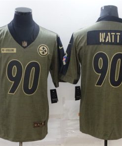 Nike Steelers 90 T.J. Watt Olive 2021 Salute To Service Limited Jersey