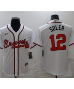 MLB Braves 12 White Soler Nike Cool base Men Jersey