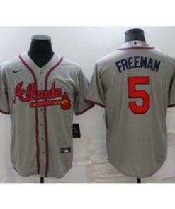 MLB Braves 5 Freddie Freeman Grey Nike Cool Base Men Jersey