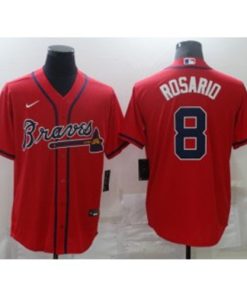 MLB Braves 8 Rosario Red Nike Cool Base Men Jersey