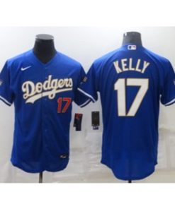 MLB Dodgers 17 Joe Kelly Blue Gold Nike FlexBase Men Jersey