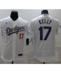 MLB Dodgers 17 Joe Kelly White Gold 2020 World Series Nike Flexbase Men Jersey