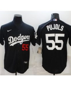 MLB Dodgers 55 Albert Pujols Black Nike Cool Base Men Jersey