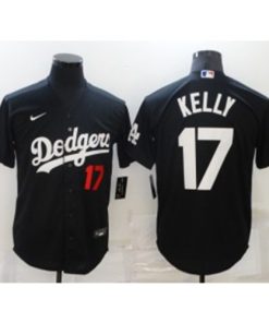 MLB Dodgers Grey 17 Joe Kelly Black Nike Cool Base Men Jersey