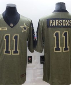 Men's Dallas Cowboys #11 Micah Parsons 2021 Olive Salute To Service Limited Stitched Jersey