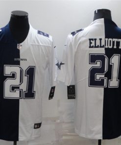 Nike Cowboys 21 Ezekiel Elliott White Navy Split Vapor Limited Men Jersey