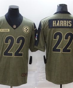 Nike Steelers 22 Najee Harris 2021 Olive Camo Salute To Service Limited Men Jersey