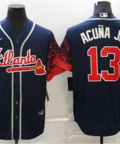 Men's Atlanta Braves #13 Ronald Acuna Jr. Navy Stitched Jersey