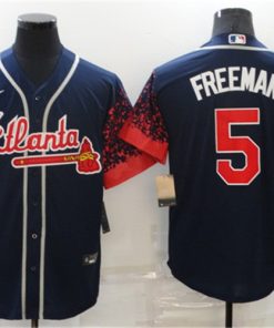 Men's Atlanta Braves #5 Freddie Freeman Navy Stitched Jersey