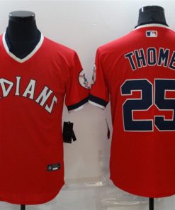 Men's Cleveland Indians #25 Jim Thome Red Stitched Baseball Jersey