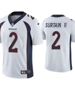 Men's Denver Broncos #2 Patrick Surtain II 2021 NFL Draft White Vapor Untouchable Limited Stitched Jersey