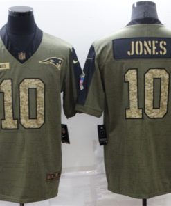 Men's New England Patriots #10 Mac Jones 2021 Olive Camo Salute To Service Limited Stitched Jersey