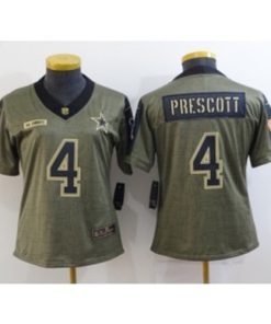 Nike Cowboys 4 Dak Prescott 2021 Olive Salute To Service Limited Women Jersey