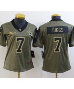 Nike Cowboys 7 Trevon Diggs 2021 Olive Salute To Service Limited Women Jersey