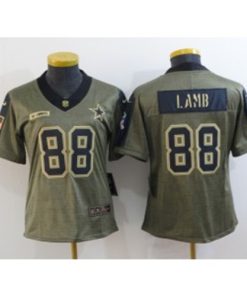Nike Cowboys 88 CeeDee Lamb 2021 Olive Salute To Service Limited Women Jersey