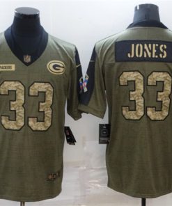 Nike Packers 33 Aaron Jones 2021 Olive Camo Salute To Service Limited Men Jersey