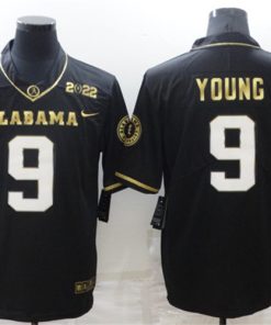Men's Alabama Crimson Tide #9 Bryce Young 2022 Patch Black Gold Stitched Jersey