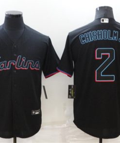 Men's Miami Marlins #2 Jazz Chisholm Black Cool Base Stitched MLB Jersey