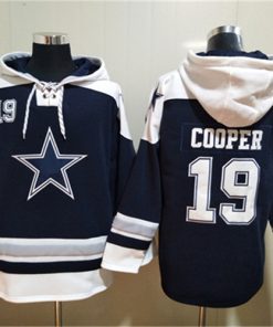 Men's Dallas Cowboys #19 Amari Cooper Navy Ageless Must-Have Lace-Up Pullover Hoodie