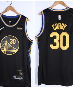 Men's Golden State Warriors #30 Stephen Curry 75th Anniversary Black Stitched Basketball Jersey