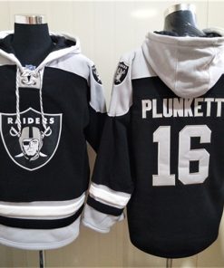 Men's Las Vegas Raiders #16 Jim Plunkett Ageless Must-Have Lace-Up Pullover Hoodie